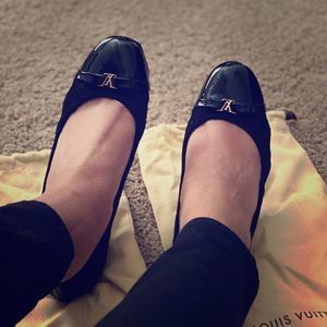 Louis Vuitton Ballerina Flats, Size 38.5, Black